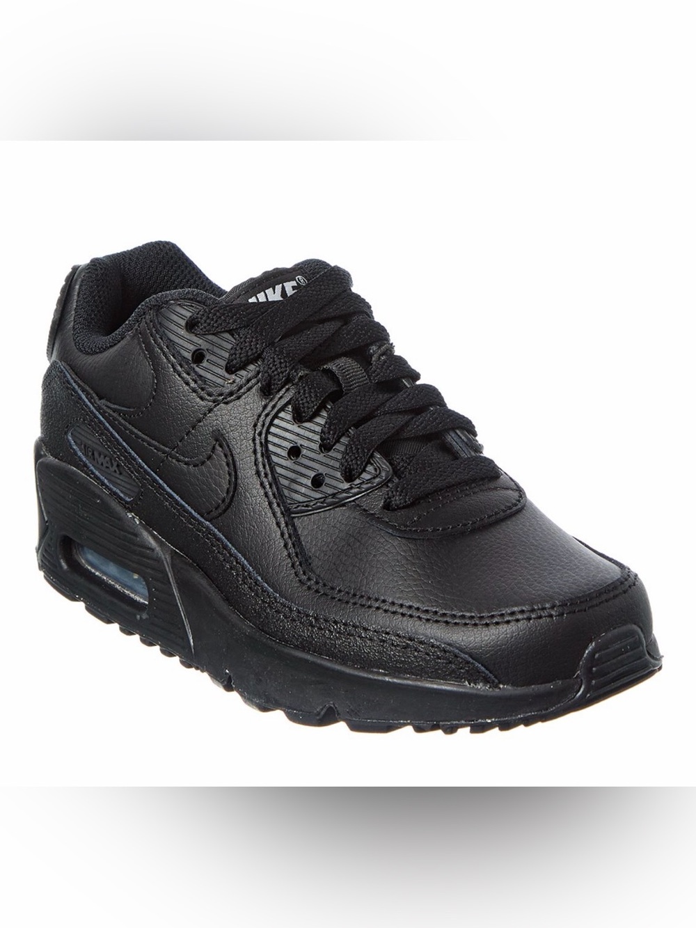 Nike Air Max 90 Kids Black Leather Sneaker Size: 1 Youth